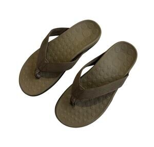 Vionic 44 Wave Flip Flop Sandal Khaki Green Comfort Arch Support Men 9 Women 10